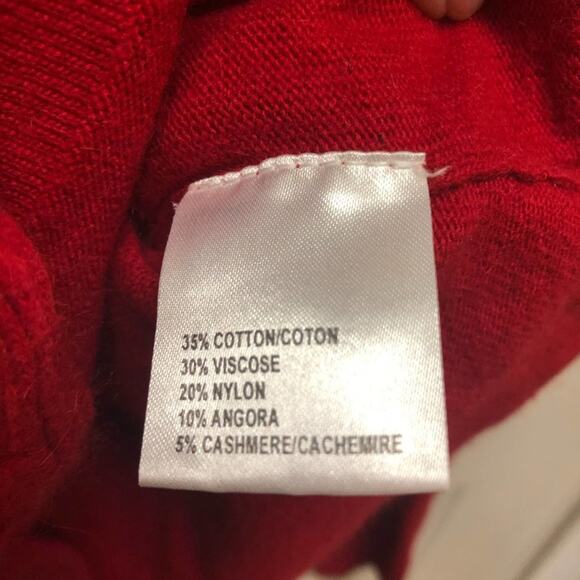 Simon Chang red floral crocheted Long sleeve pullover sweater Small - Picture 7 of 8